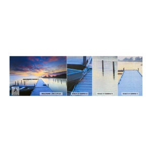 Vzorka fototapety Premium Canvas - Fialovo-zlatý pokoj - Krajina, Jazero, čln - 100x30 cm