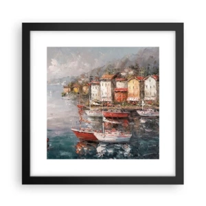 Plagát v čiernom ráme - Romantický prístav - 30x30 cm