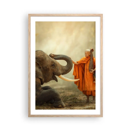 Plagát v ráme zo svetlého duba - Stretnutie na cestách - 50x70 cm