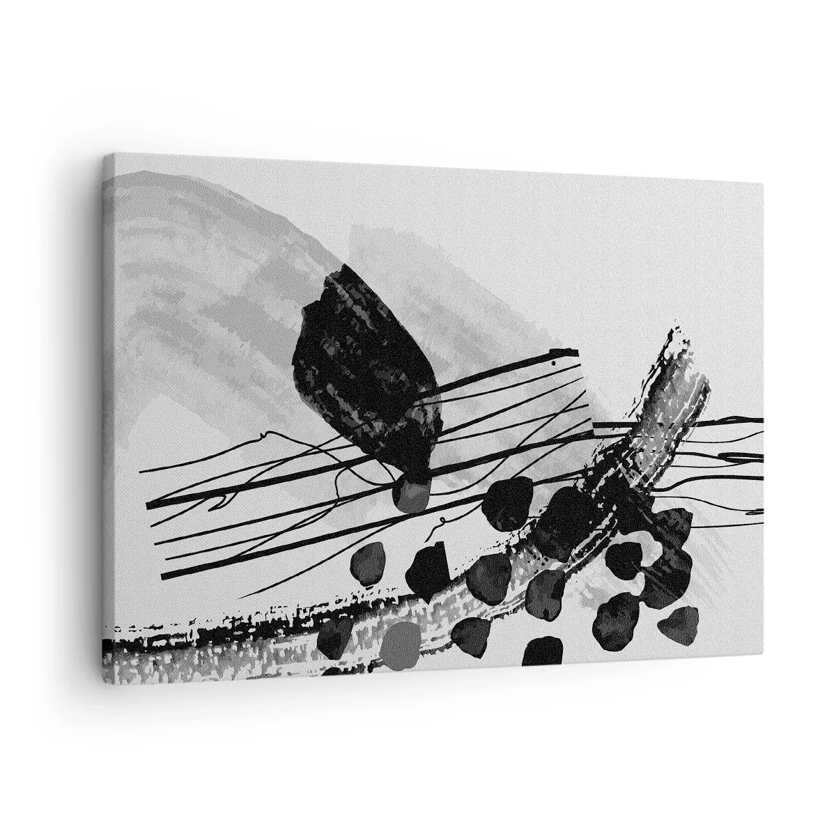 Obraz na plátne - Čiernobiela abstraktná kompozícia s organickými tvarmi - 70x50cm - Čiernobiela organická abstrakcia - Moderná nástenná dekorácia do obývacej izby a spálne ARTTOR