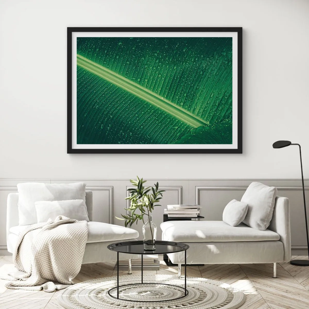 Plagát v čiernom ráme - Štruktúra zelenej - 70x50 cm