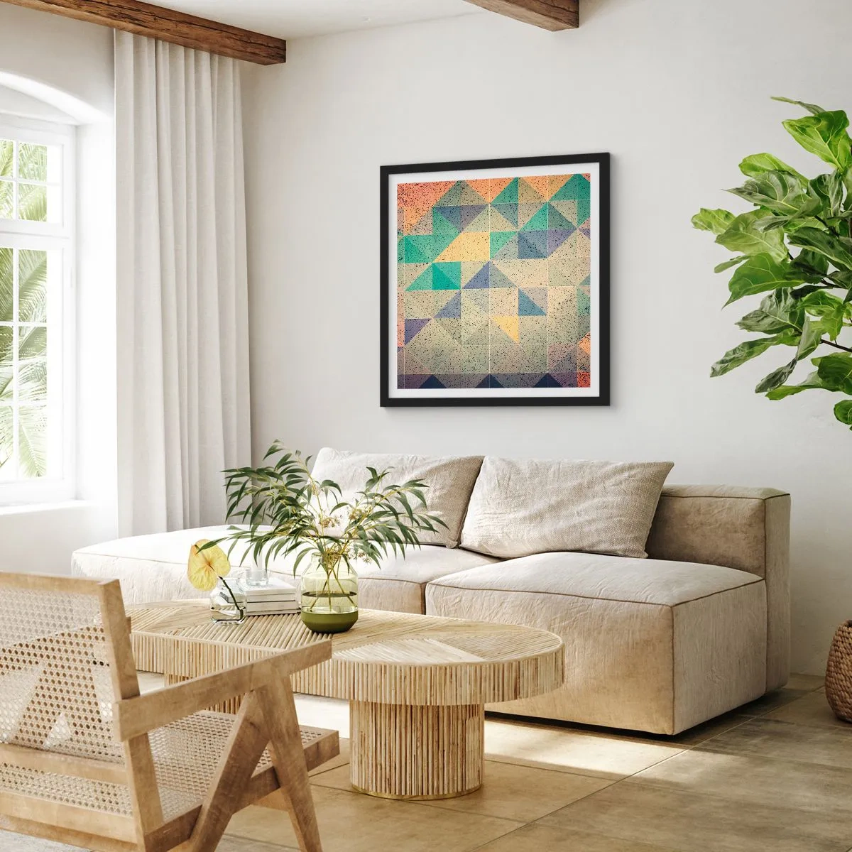 Plagát v čiernom ráme - Republika trojuholníkov - 60x60 cm