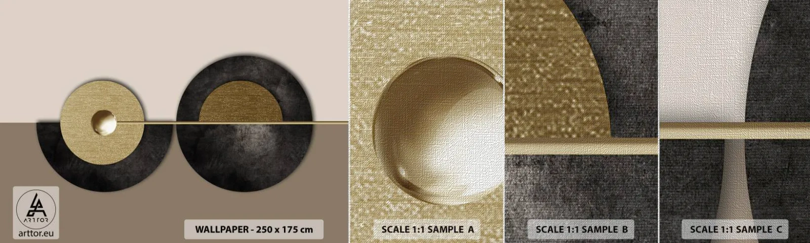 Vzorka fototapety Premium Canvas - Variácie okolo kruhu - Kolesá, Abstrakcia, Art Deco - 100x30 cm