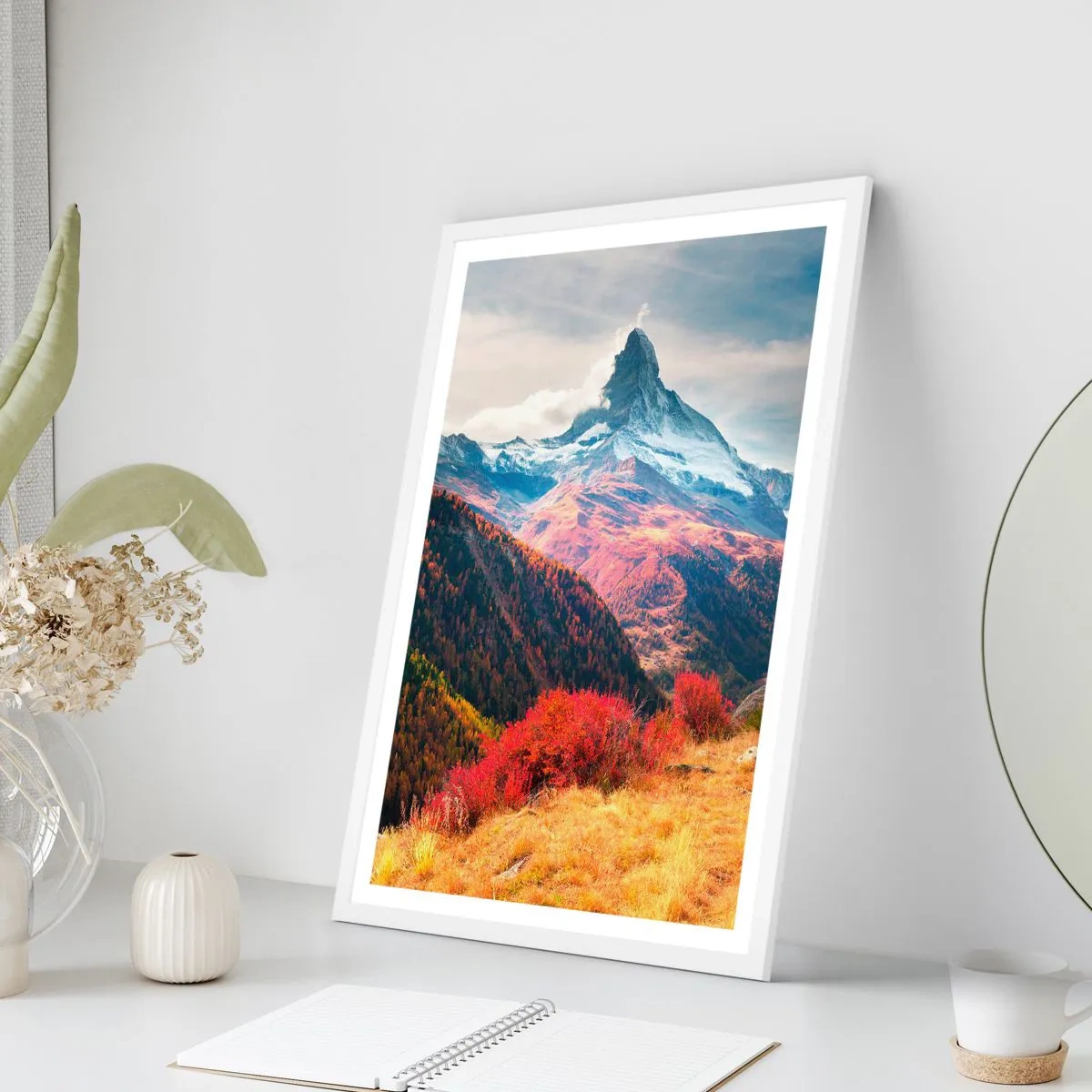 Plagát v bielom ráme - Alpská jeseň - 61x91 cm