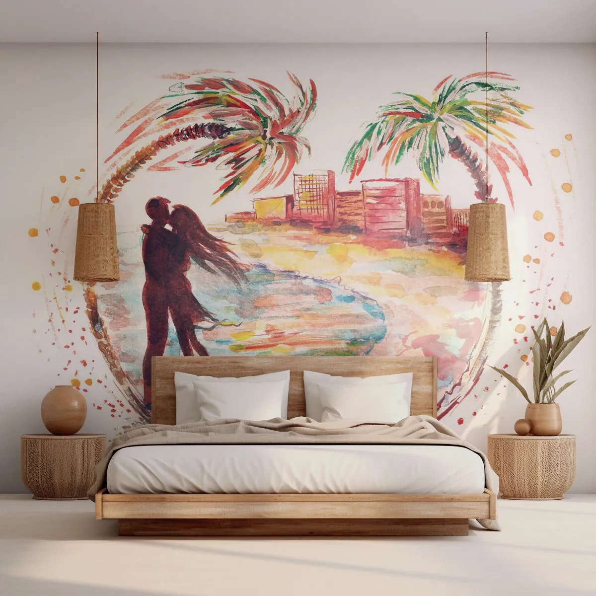 Fototapeta Standard Eco - Romantické prázdniny - Ľudia, Kokosová palma, Pláž - 350x256 cm