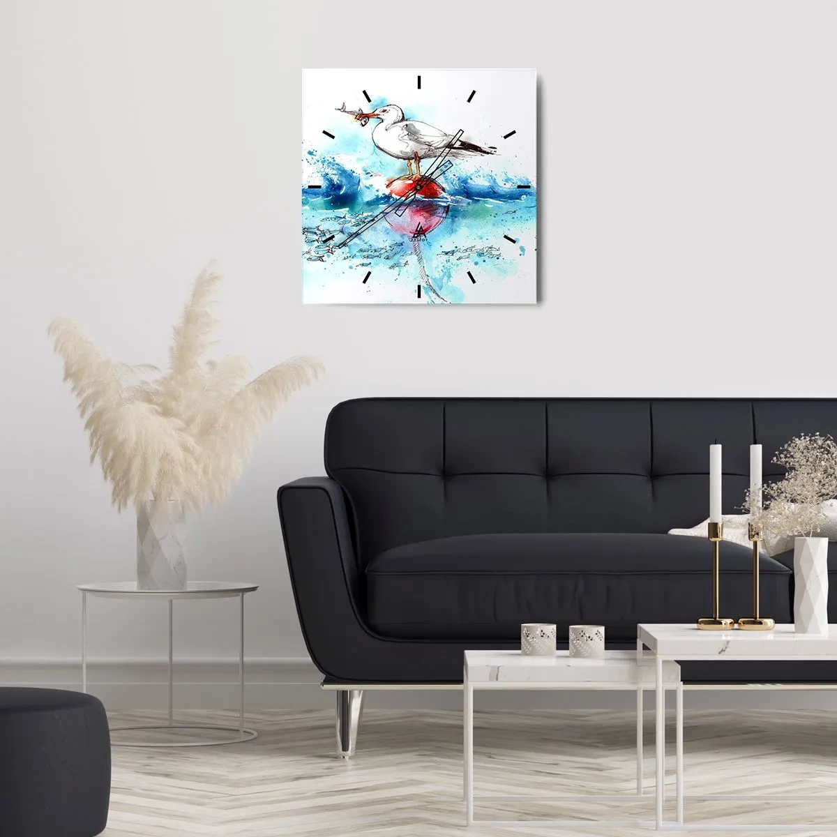 Nástenné hodiny - Vydarený rybolov - 40x40 cm