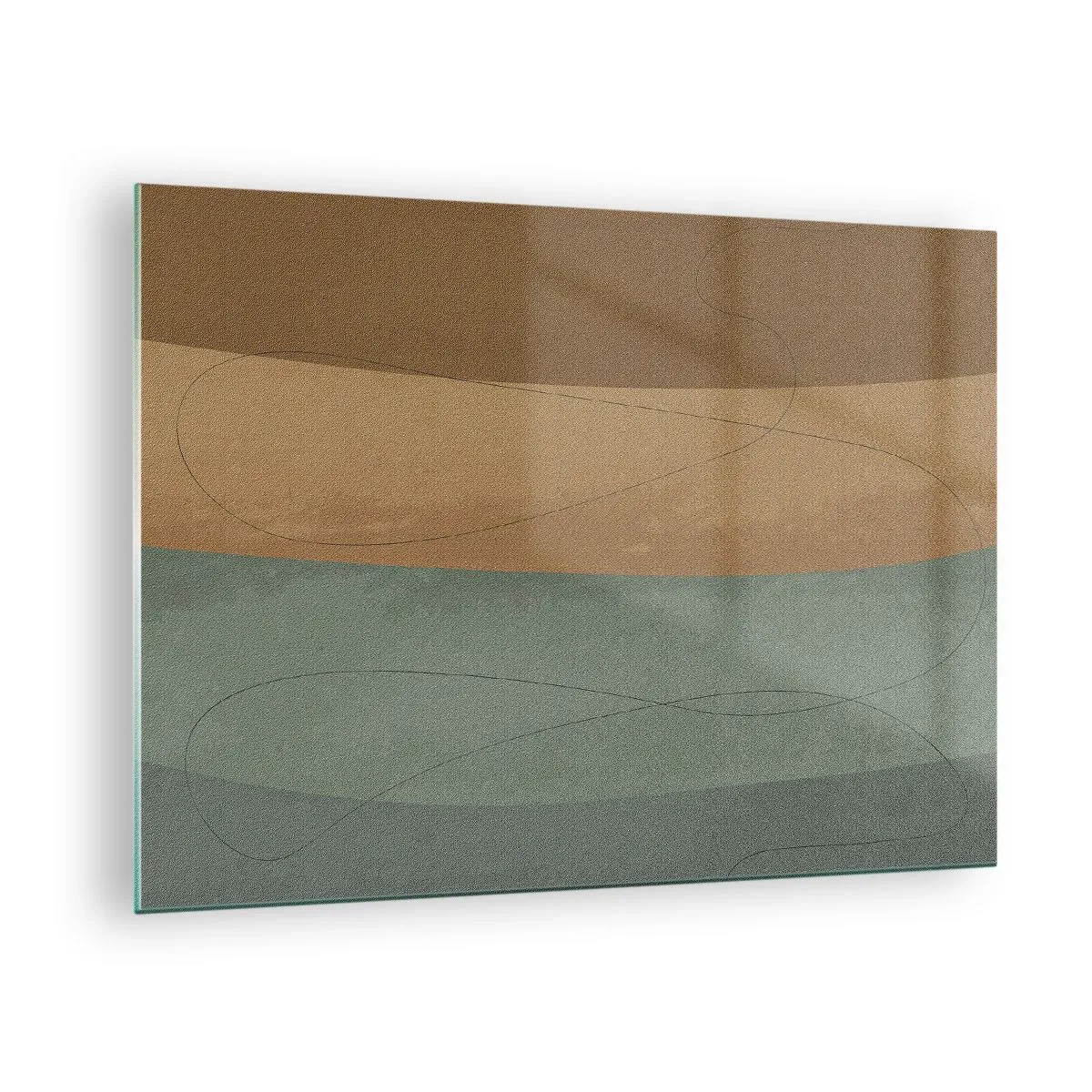 Obraz na skle - Abstraktné pruhy v zemitých tónoch - 70x50cm - Horizontálna kompozícia - Moderná nástenná dekorácia do obývacej izby a spálne ARTTOR
