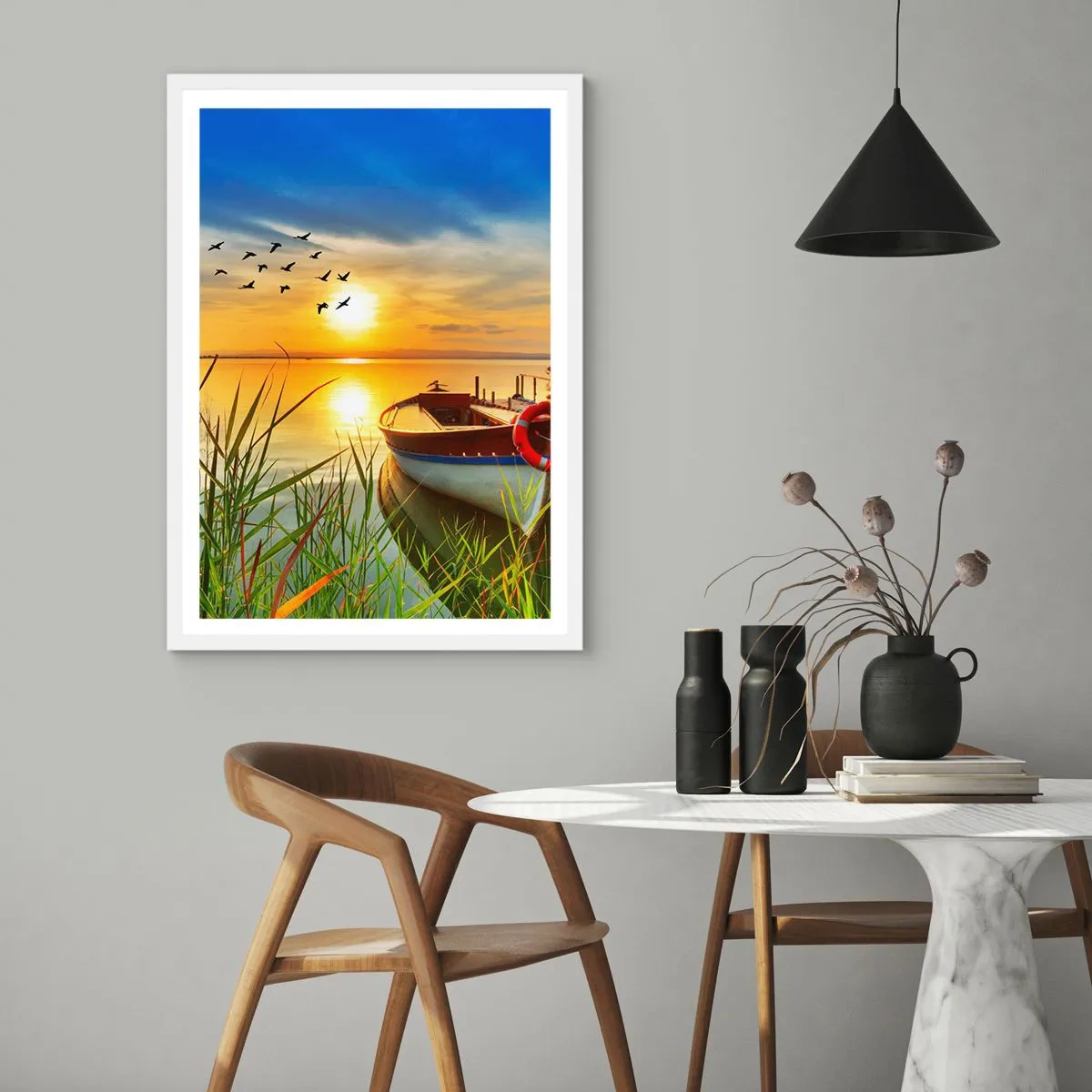 Plagát v bielom ráme - Kormorány už odlietajú - 40x50 cm