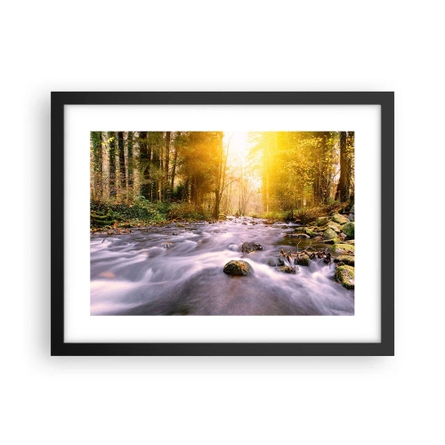 Plagát v čiernom ráme - Malachit v strieborno-zlatej podobe - 40x30 cm