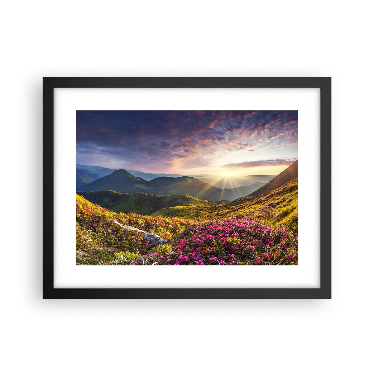 Plagát v čiernom ráme - Sviežosť horského rána - 40x30 cm