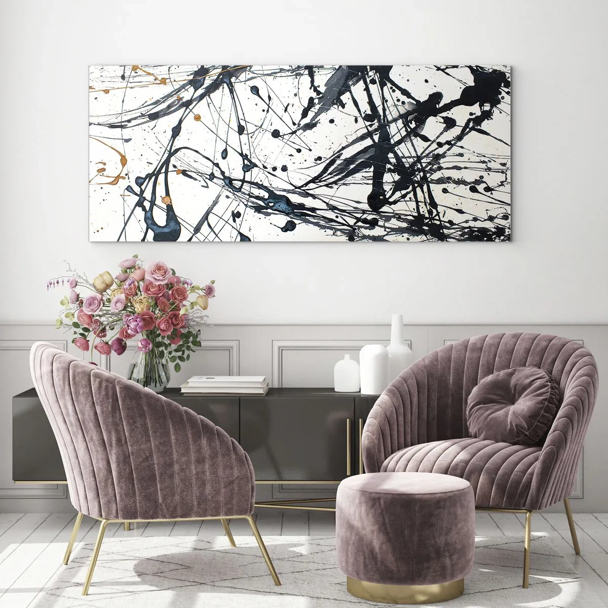 Obraz na skle - Expresionistická abstrakcia - 100x40 cm