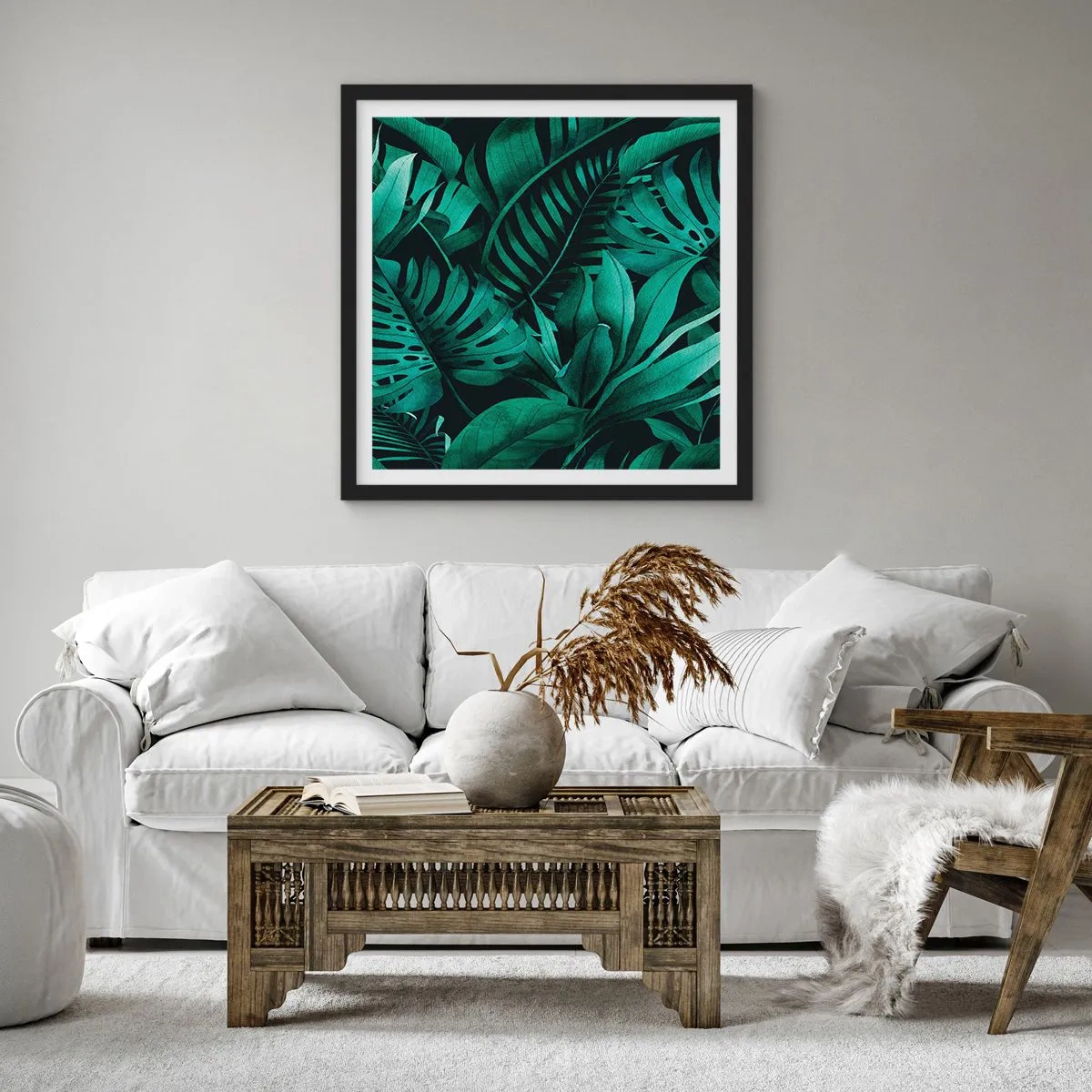 Plagát v čiernom ráme - Hĺbka tropickej zelene - 30x30 cm