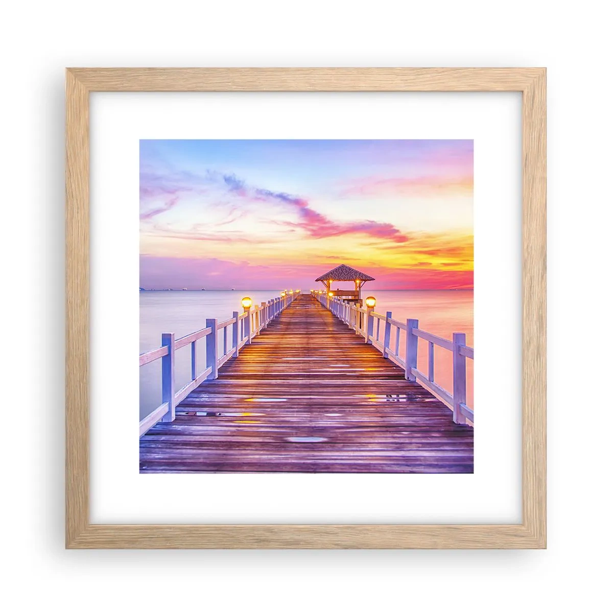 Plagát v ráme zo svetlého duba - Ľaliovo-zlaté ticho večera - 30x30 cm