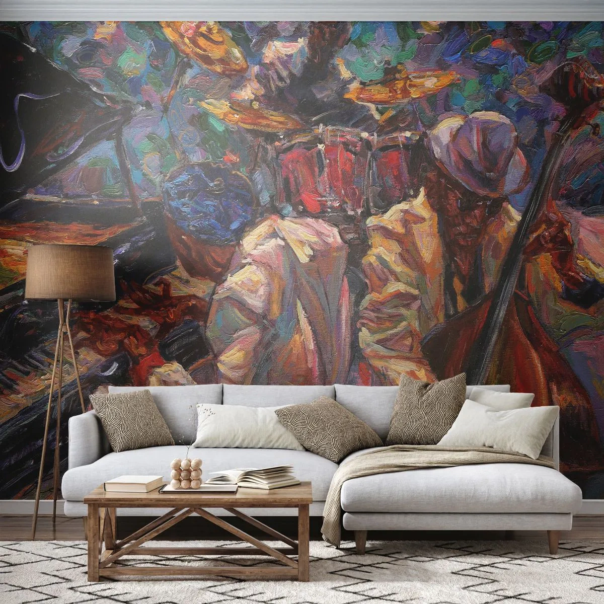 Fototapeta Premium Canvas - V jednom rytme - Hudba, Jazz, Kontrabas - 100x70 cm