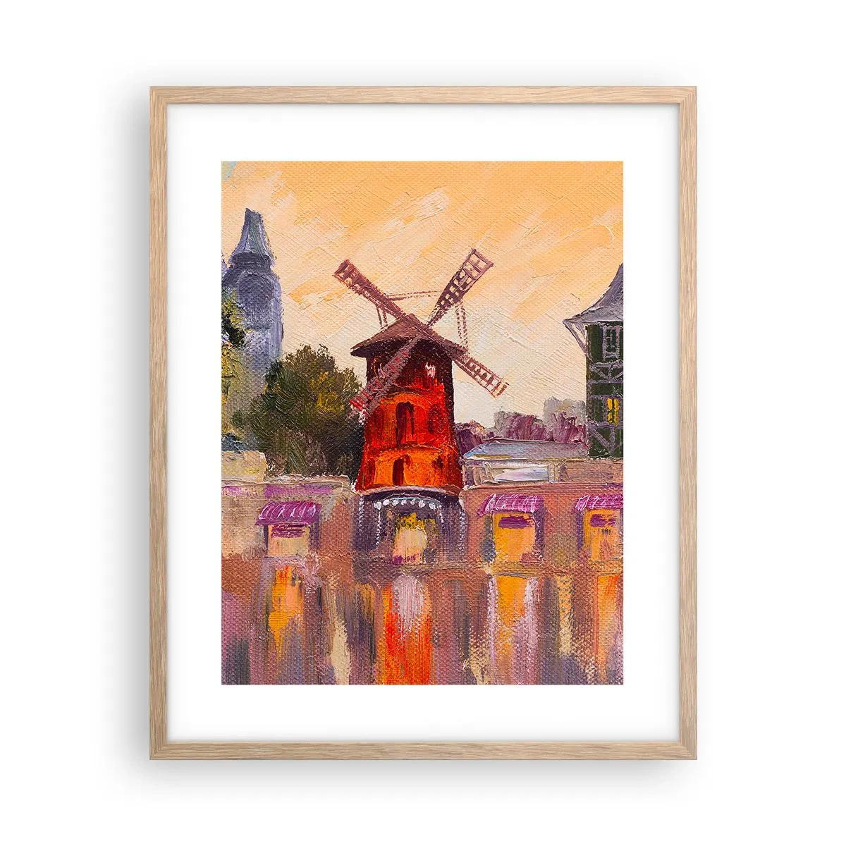Plagát v ráme zo svetlého duba - Parížske ikony – Moulin Rouge - 40x50 cm
