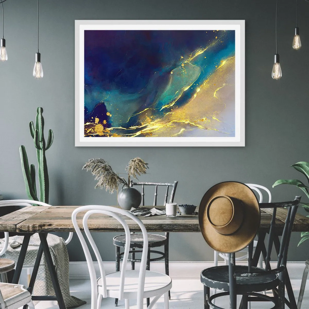 Plagát v bielom ráme - Zlatý močiar - 100x70 cm