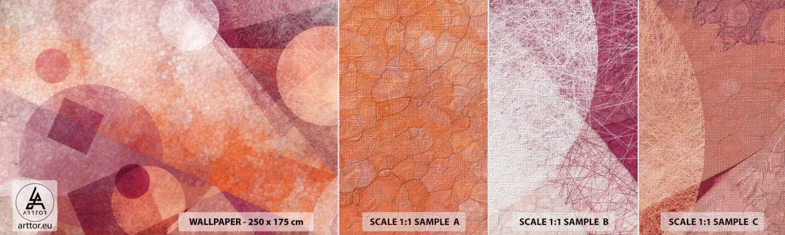 Vzorka fototapety Premium Canvas - Geometrické premeny na ružové - Abstrakcia, Kus, Moderný vzor - 100x30 cm