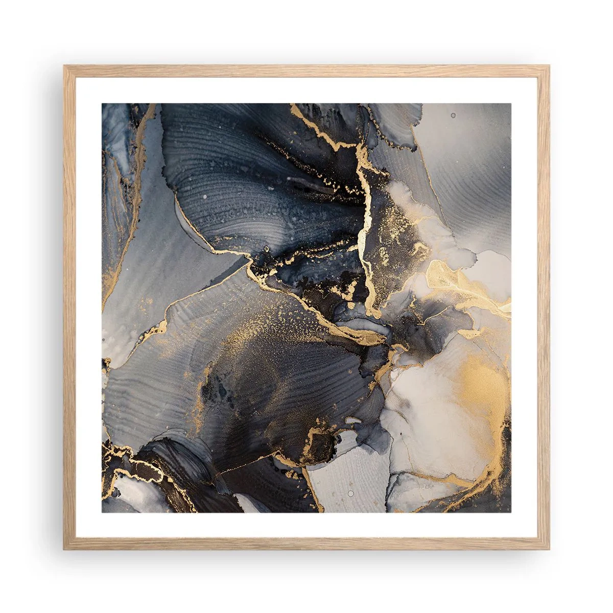 Plagát v ráme zo svetlého duba - Život kameňa - 60x60 cm