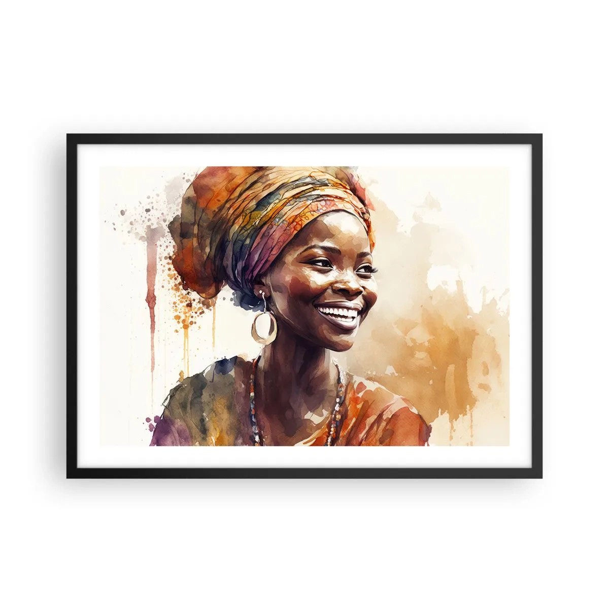 Plagát v čiernom ráme - Africká kráľovná - 70x50 cm