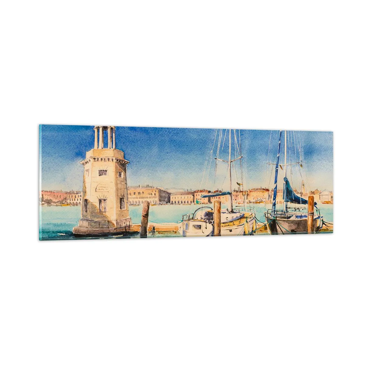 Obraz na skle - Slnečná lagúna - 90x30 cm