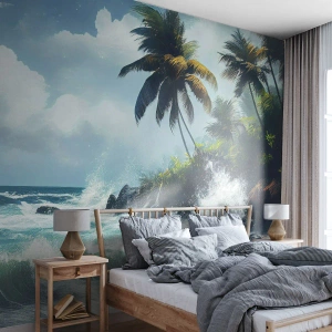 Fototapeta Premium Sand - Na tropickom pobreží - Pláž, Tropické, Palm - 100x70 cm