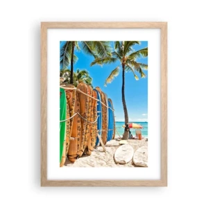Plagát v ráme zo svetlého duba - Slnečná zábava - 30x40 cm