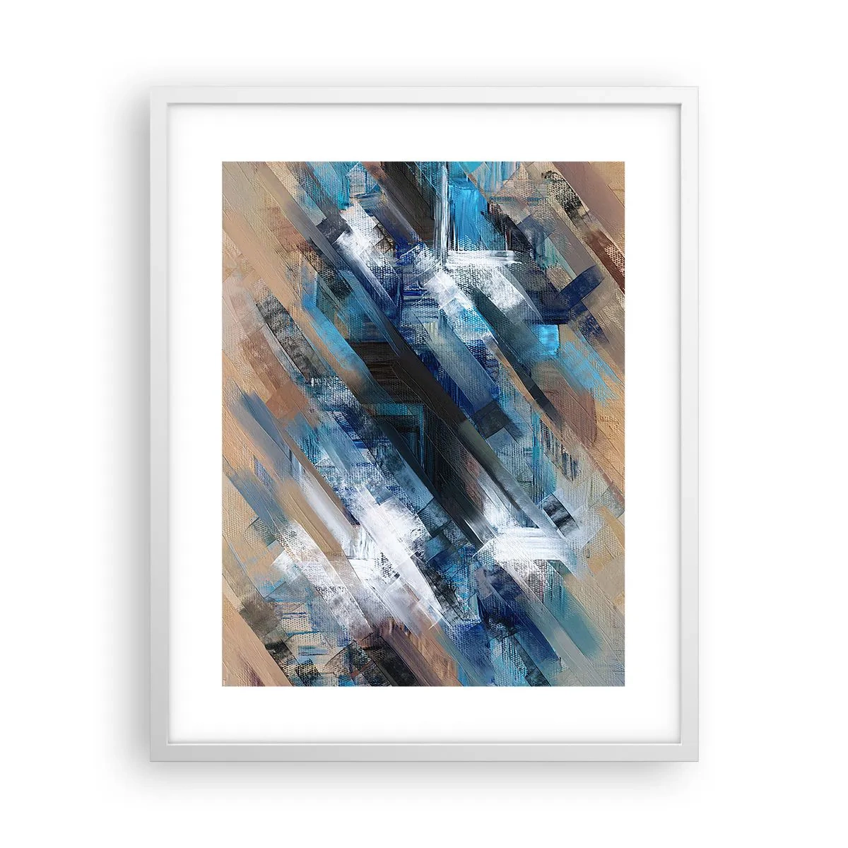 Plagát v bielom ráme - Modrá šikmosť - 40x50 cm