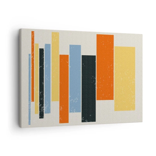 Obraz na plátne - Farebné obdĺžniky v modernom aranžmáne - 70x50cm - Záznam hudby - Moderná nástenná dekorácia do obývacej izby a spálne ARTTOR