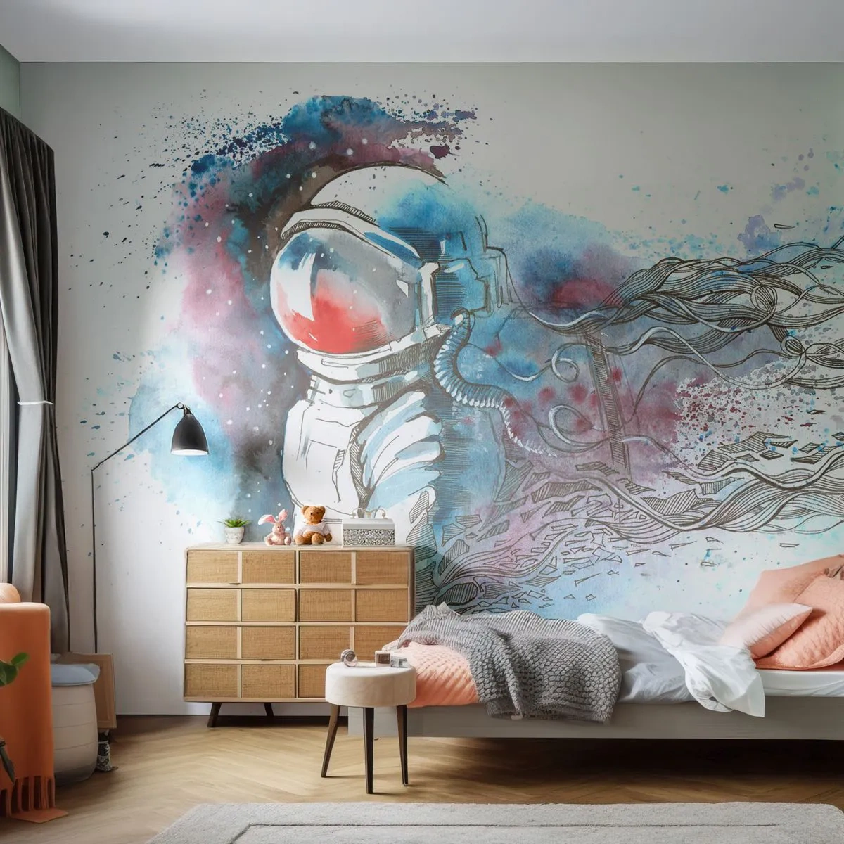 Fototapeta Premium Sand - Sám s vesmírom - Astronaut, kozmonaut, Abstrakcia - 100x70 cm