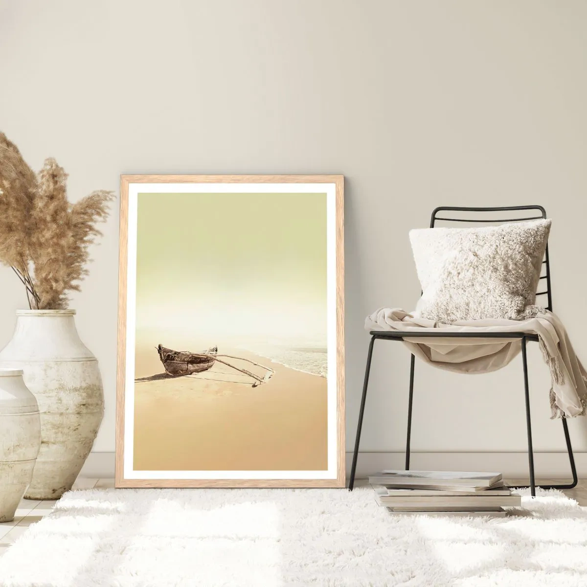 Plagát v ráme zo svetlého duba - Spomienka na južné more - 61x91 cm