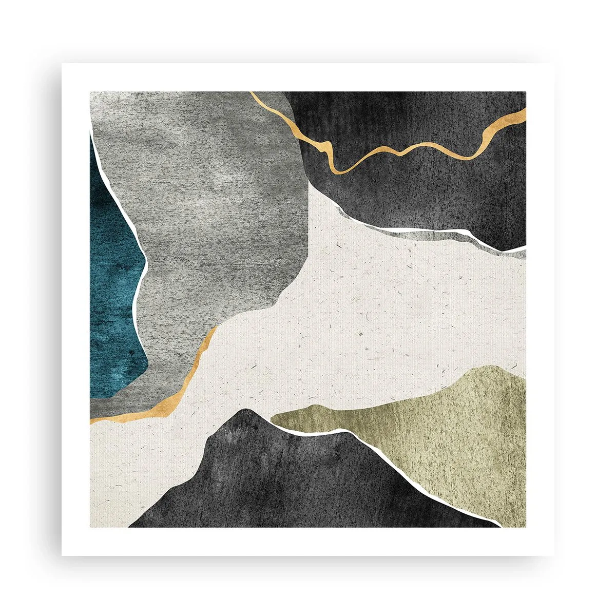 Plagát - Mozaiková kompozícia so zlatou niťou - 60x60 cm