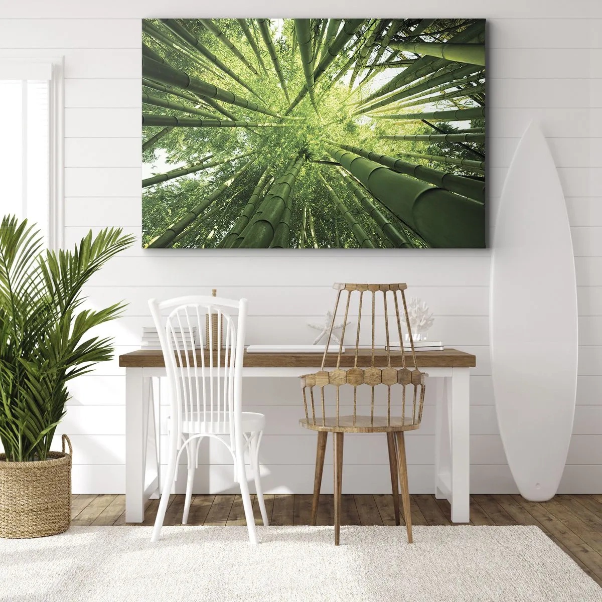 Obraz na plátne - Výhľad cez zelený bambusový háj - 70x50cm - V bambusovom háji - Moderná nástenná dekorácia do obývacej izby a spálne ARTTOR