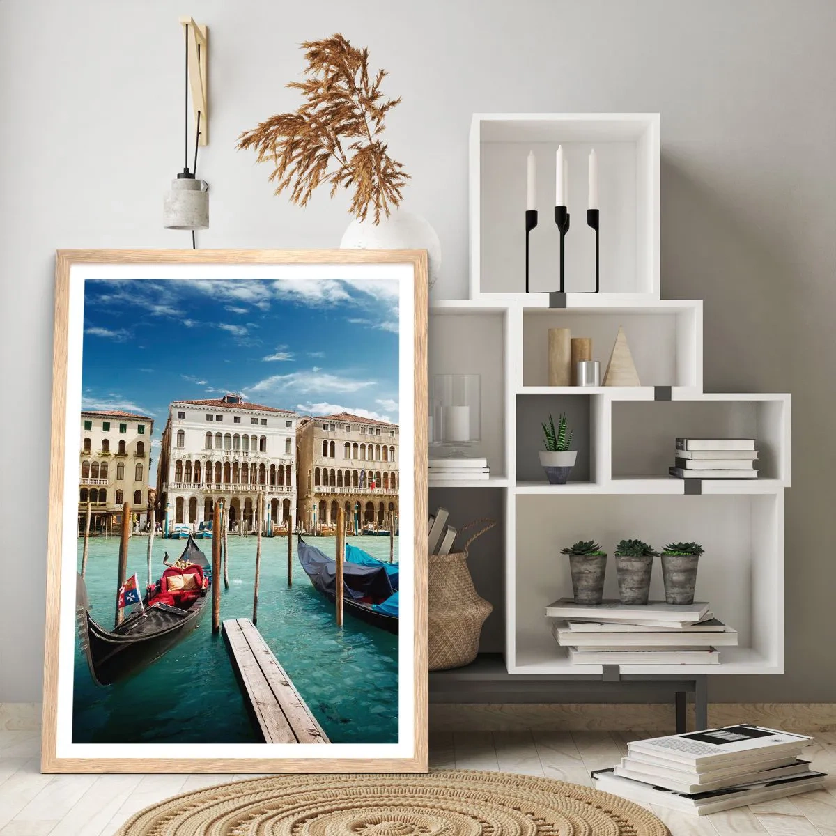 Plagát v ráme zo svetlého duba - Paláce v modrej - 61x91 cm