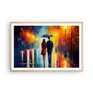 Plagát v ráme zo svetlého duba - Spolu – farebná noc - 91x61 cm