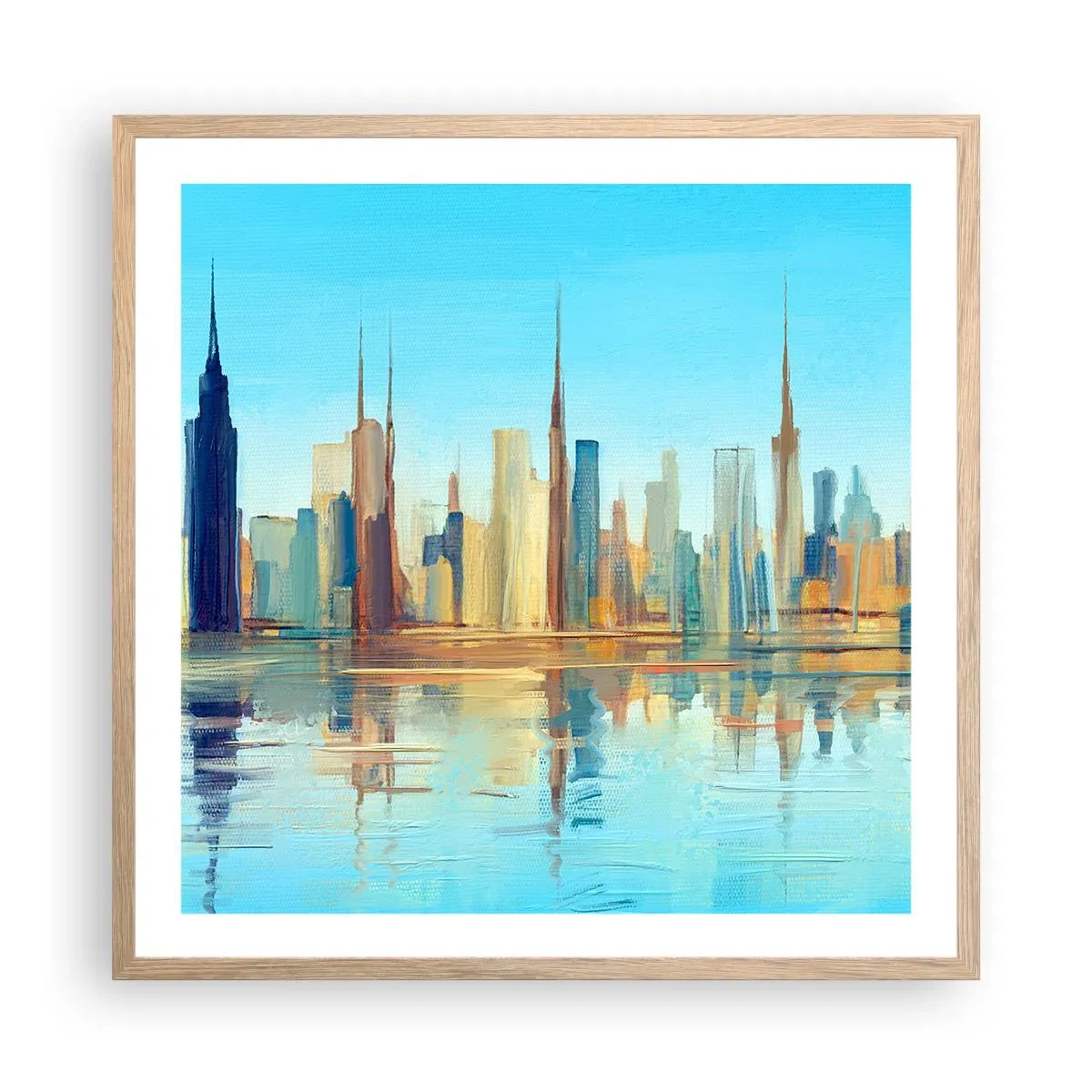 Plagát v ráme zo svetlého duba - Slnečná metropola - 60x60 cm