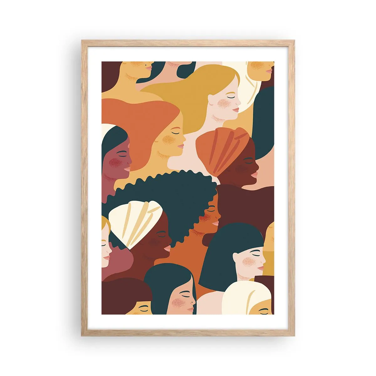 Plagát v ráme zo svetlého duba - Iba ženskosť - 50x70 cm