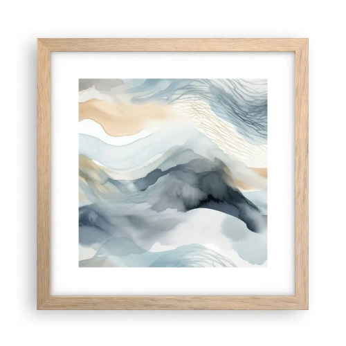 Plagát v ráme zo svetlého duba - Abstrakcia snehu a hmly - 30x30 cm