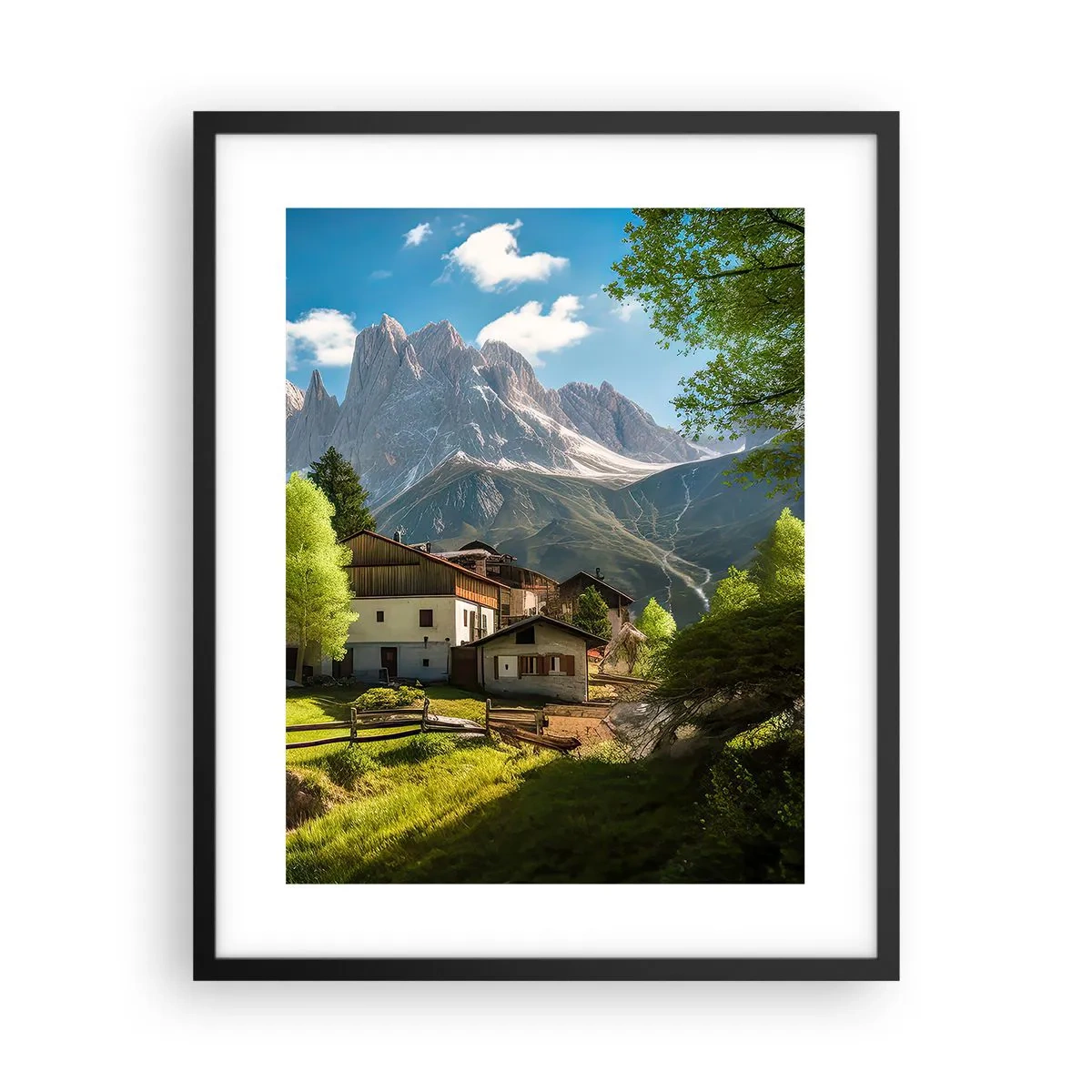 Plagát v čiernom ráme - Alpská idyla - 40x50 cm