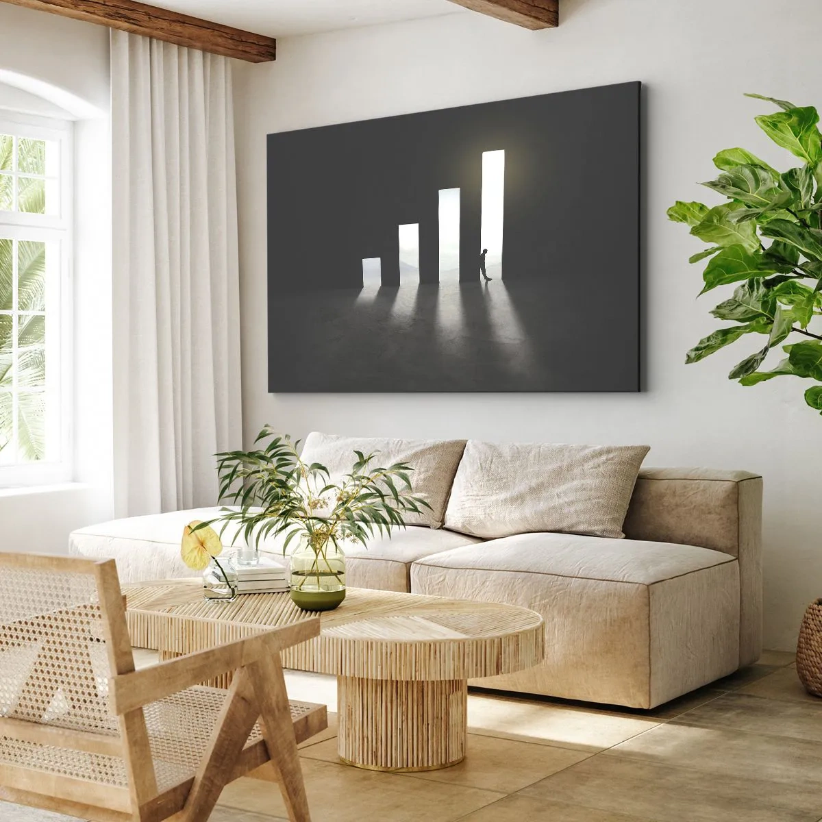 Obraz na plátne - Symbolický rast v podobe priechodov osvetlených svetlom - 70x50cm - Úspech – impresia - Moderná nástenná dekorácia do obývacej izby a spálne ARTTOR