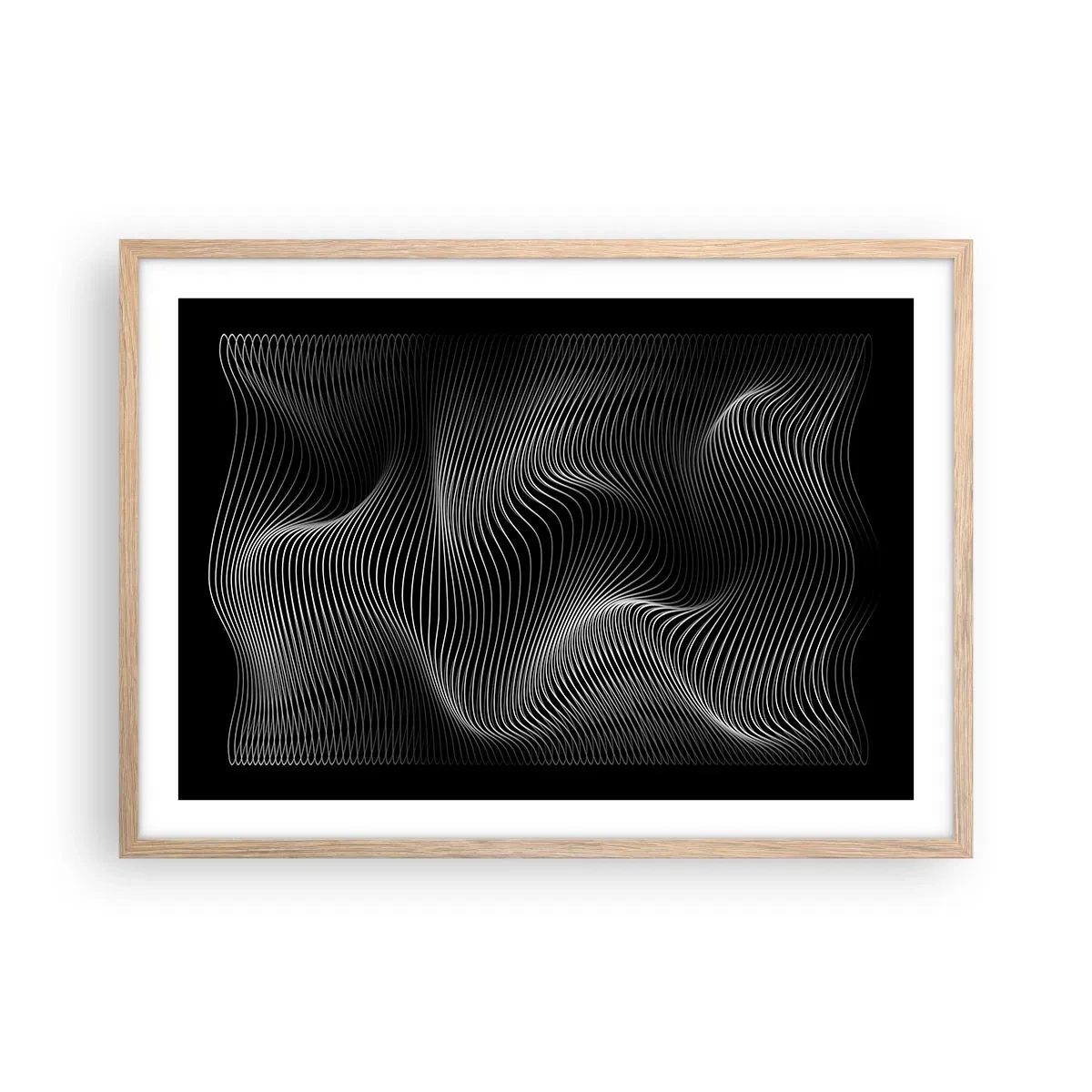 Plagát v ráme zo svetlého duba - Tanec svetla v priestore - 70x50 cm