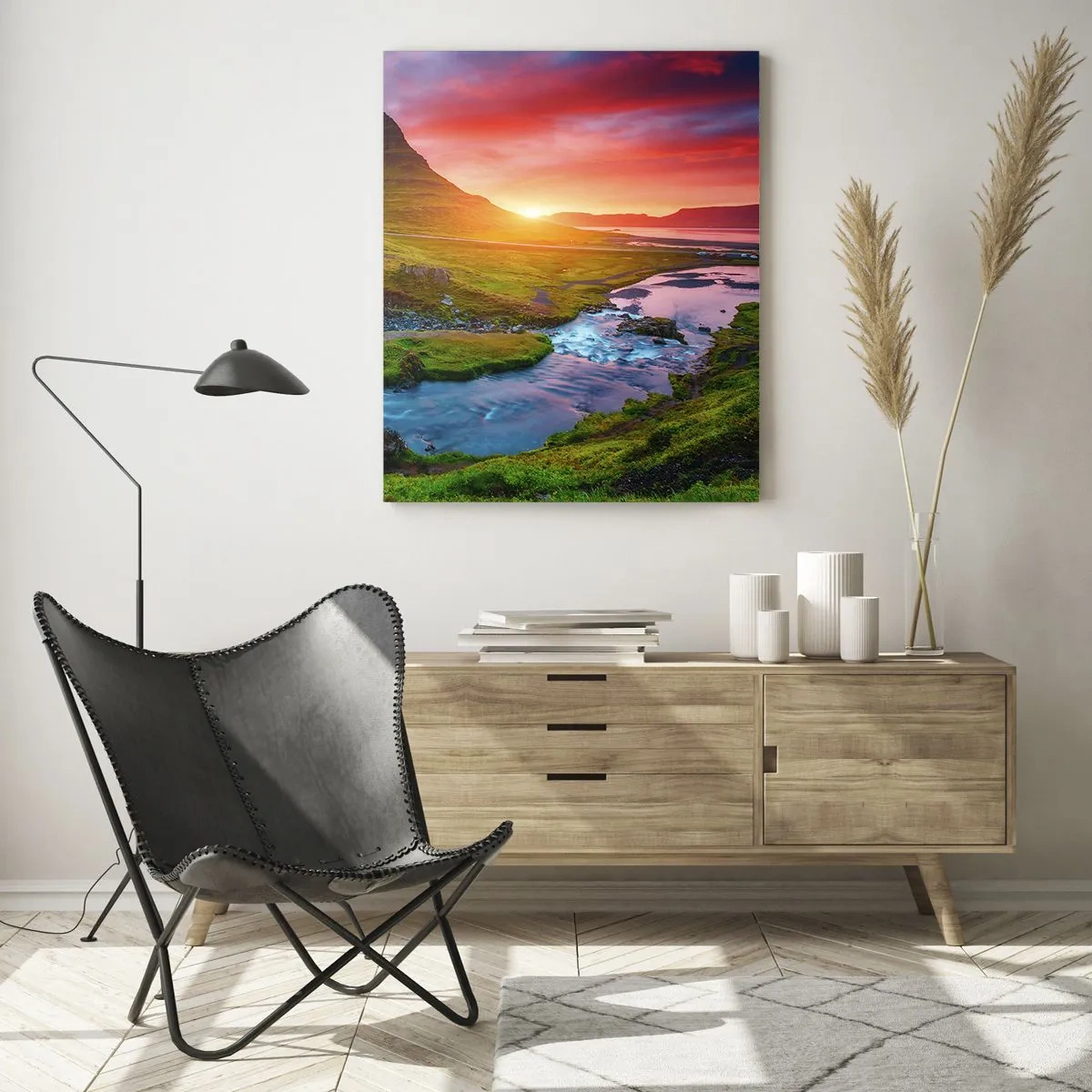 Obraz na skle - Island - oheň a voda - 50x70 cm