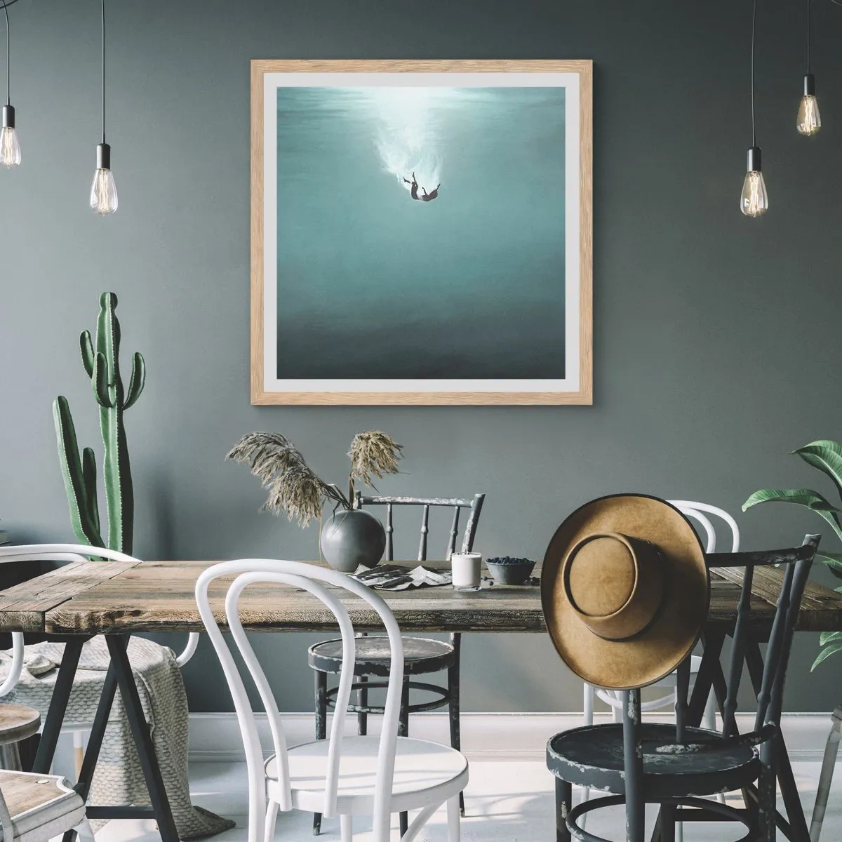 Plagát v ráme zo svetlého duba - V objatí oceánu - 60x60 cm