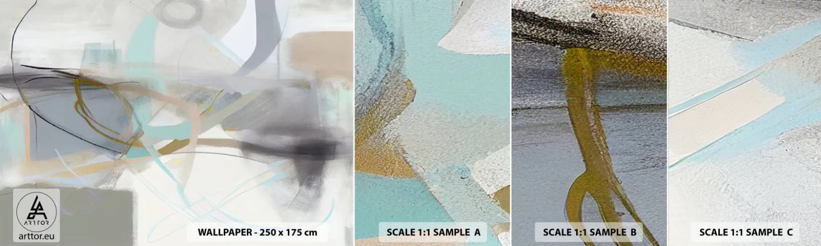 Vzorka samolepiacej fototapety Deluxe Sticker - Hmlistá abstrakcia - Abstrakcia, Kus, Svetlý - 100x30 cm