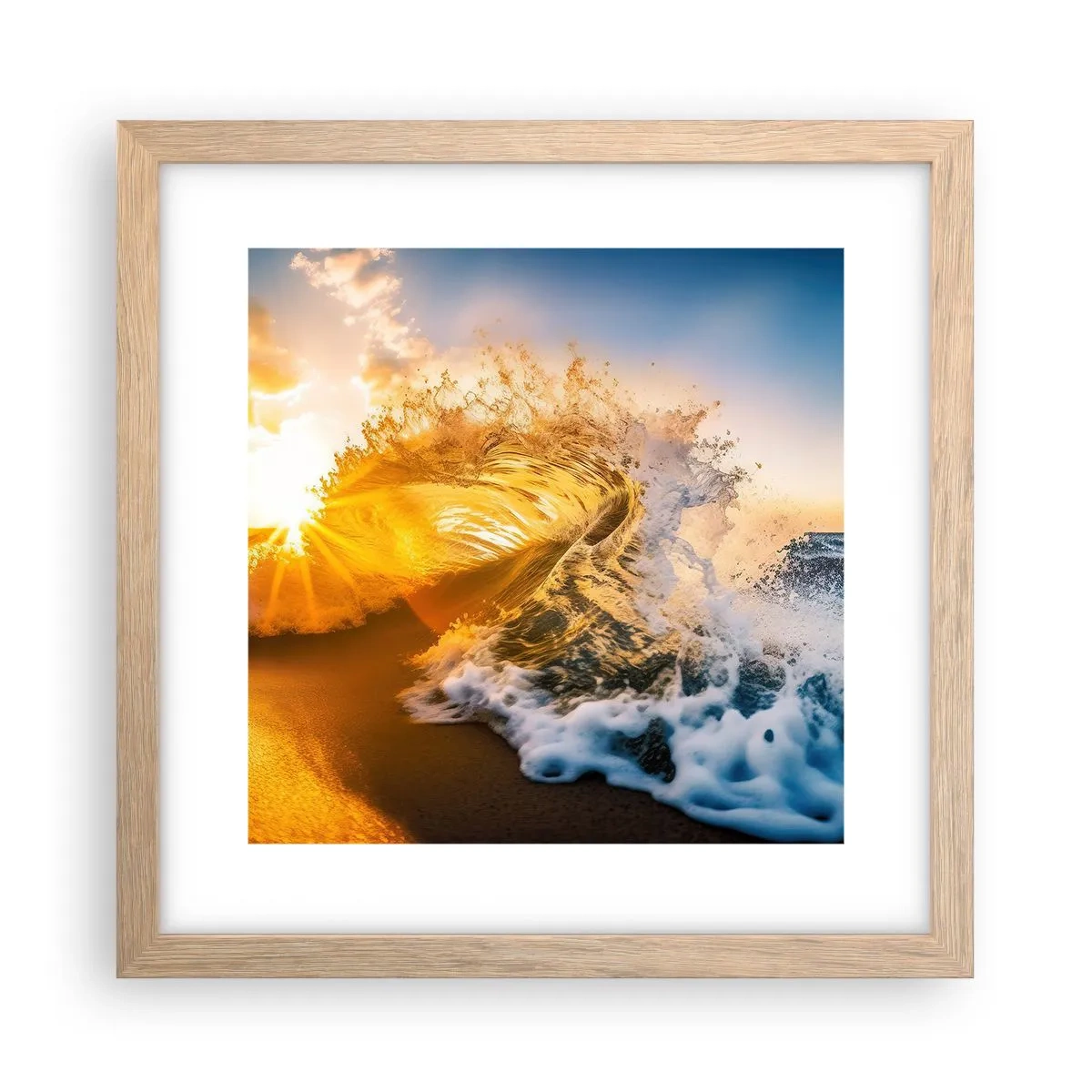 Plagát v ráme zo svetlého duba - Hra v piesku - 30x30 cm