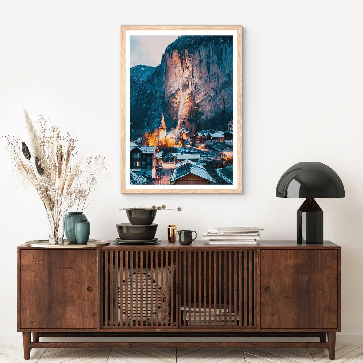 Plagát v ráme zo svetlého duba - Svetlý duch zimy - 70x100 cm