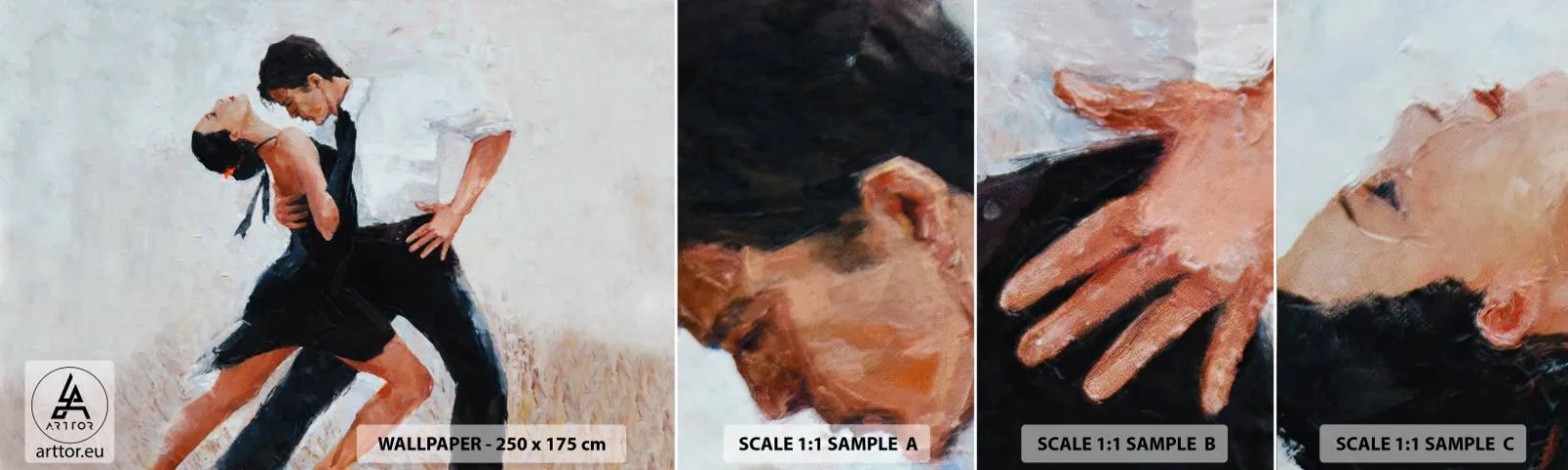 Vzorka samolepiacej fototapety Deluxe Sticker - Tango mojich túžob a snov - Abstrakcia, Tancujte, Tango - 100x30 cm