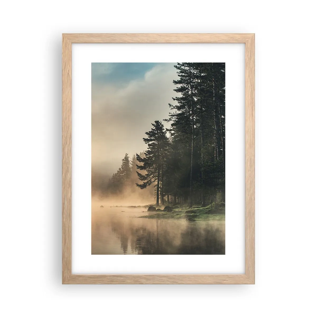 Plagát v ráme zo svetlého duba - Zrodenie dňa - 30x40 cm