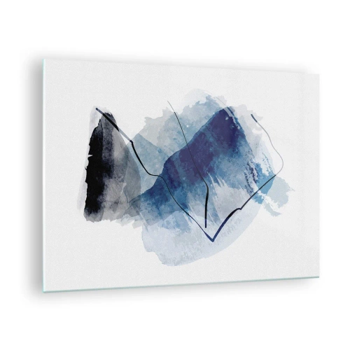 Obraz na skle - Abstraktná kompozícia v odtieňoch modrej - 70x50cm - Ľadová hora - Moderná nástenná dekorácia do obývacej izby a spálne ARTTOR