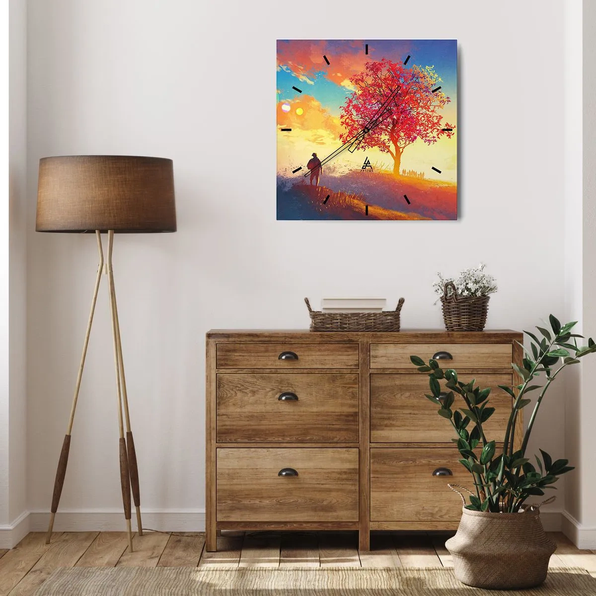 Nástenné hodiny - Pútnik pri cieli - 30x30 cm