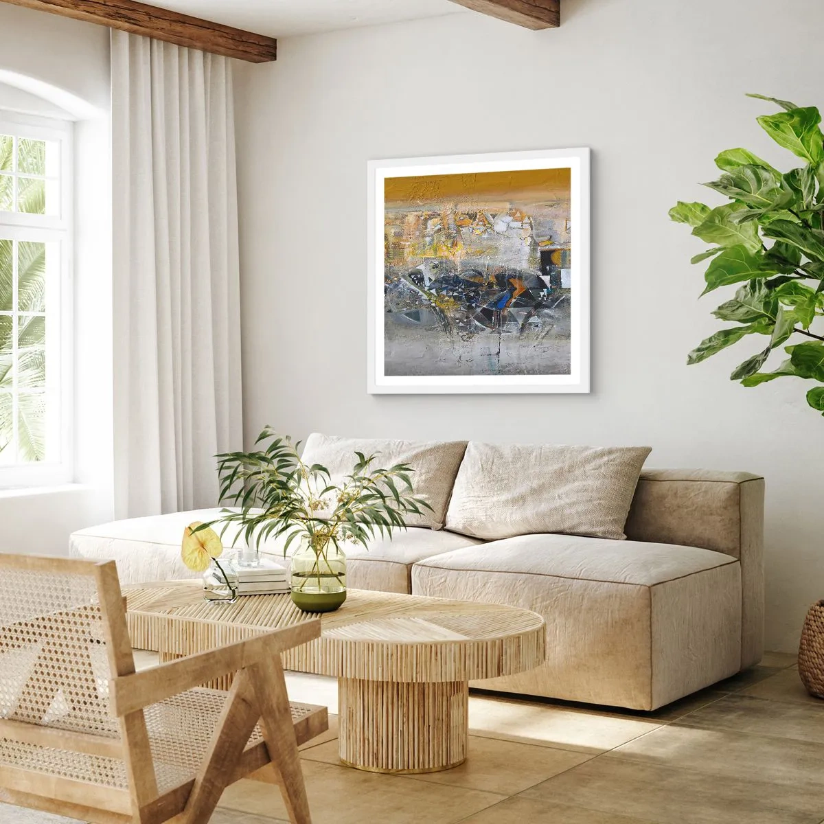 Plagát v bielom ráme - Všetko sa podarí - 60x60 cm